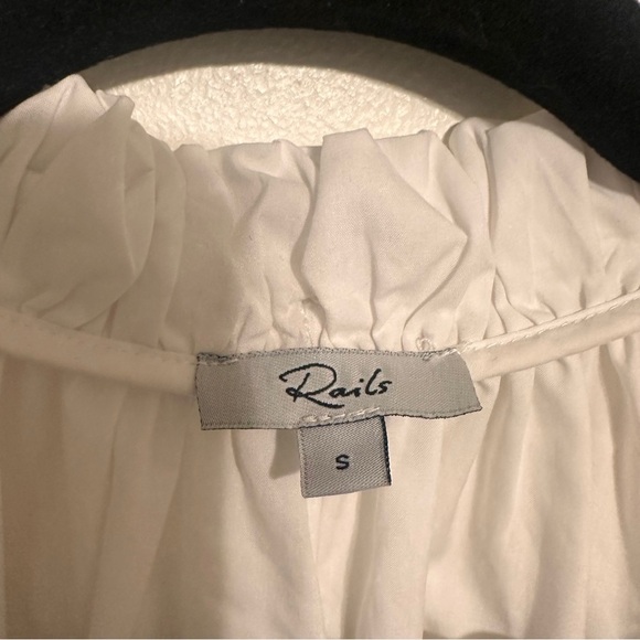 Rails Amal Ruffle Neck Tie Neck Cotton Blouse Size Small White - Picture 7 of 9